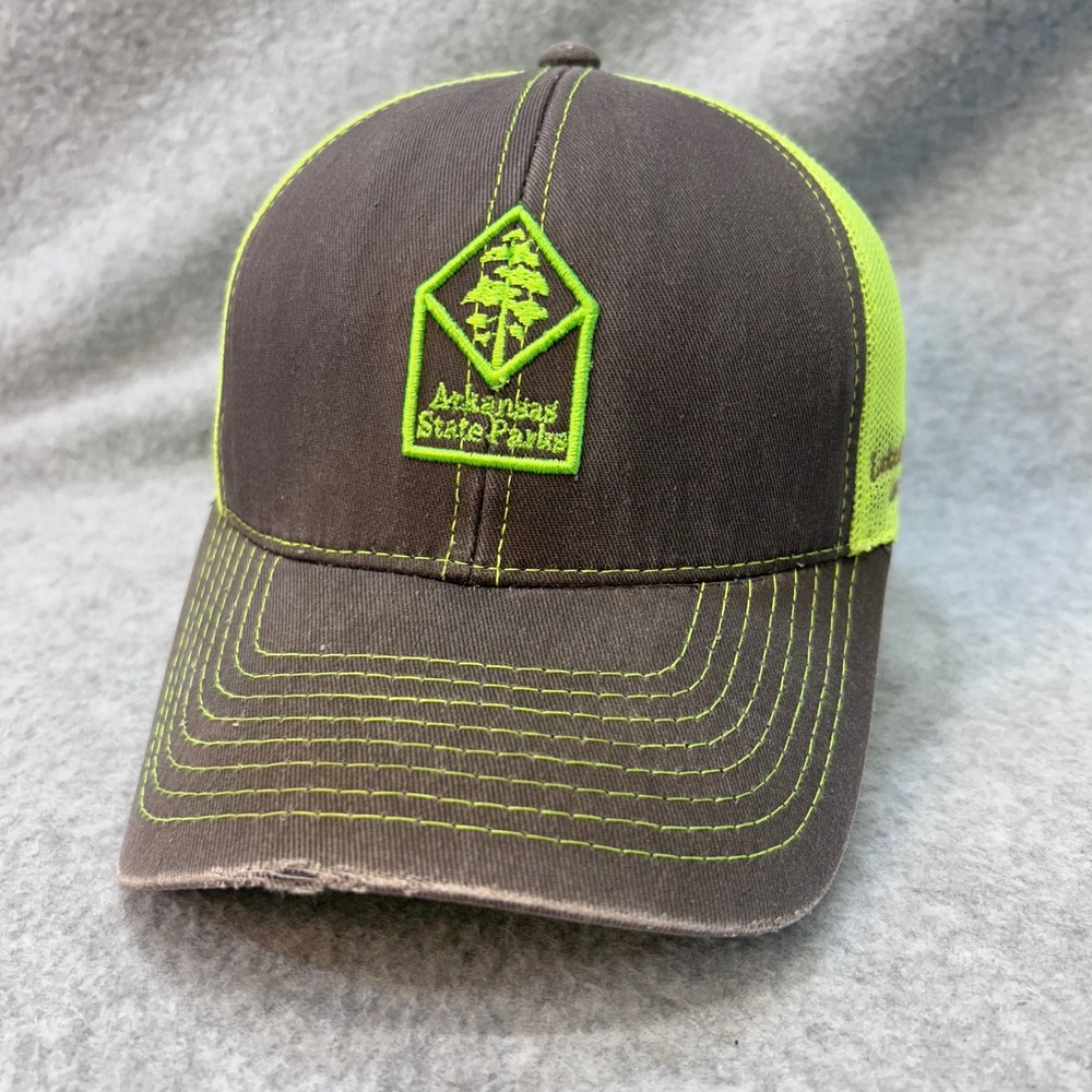 Arkansas State Parks Unisex Brown DPC Trucker Hat Lake Dardanelle Neon OSFM